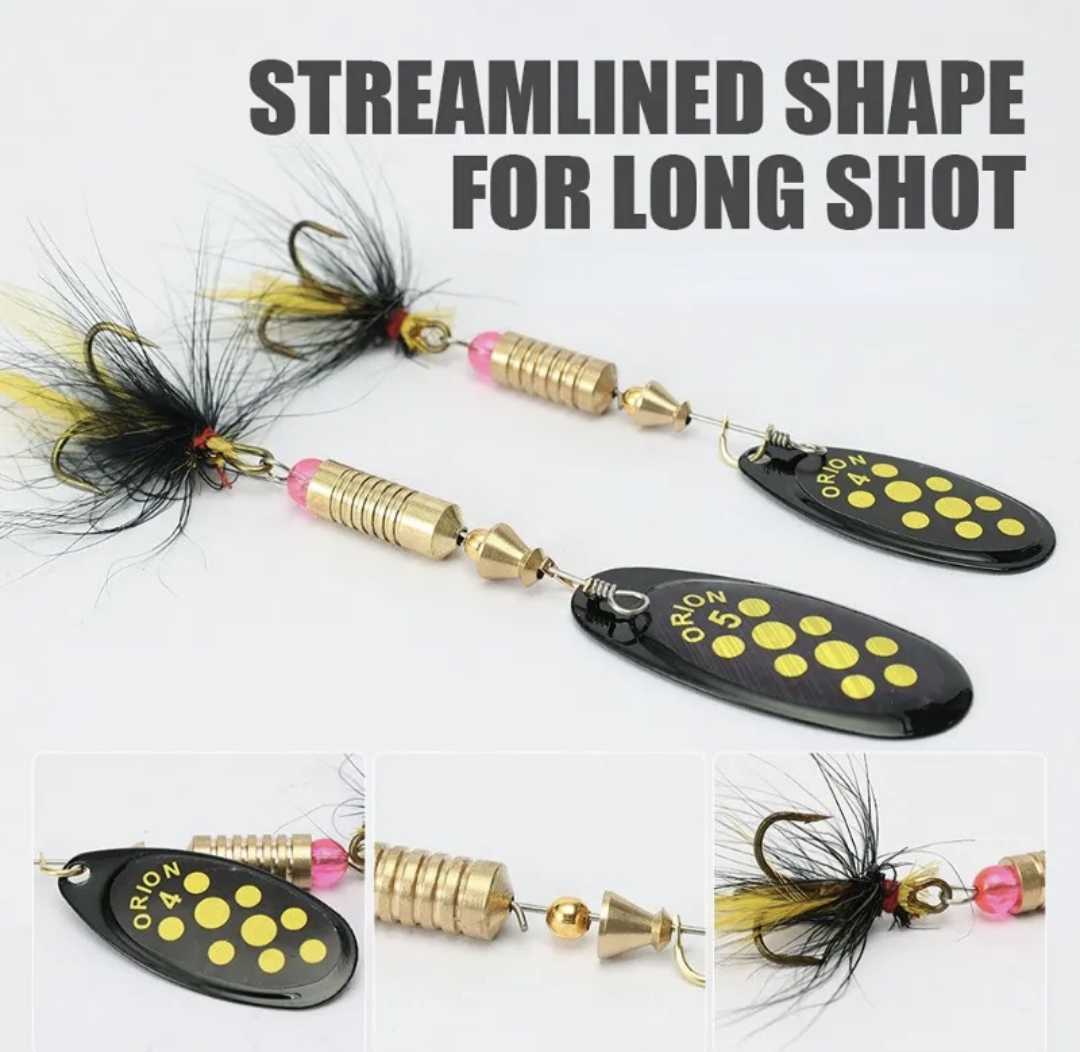 Black n Yellow Holographic Feather Tailed Spinner Size 2 - North Atlantic Fishing NI