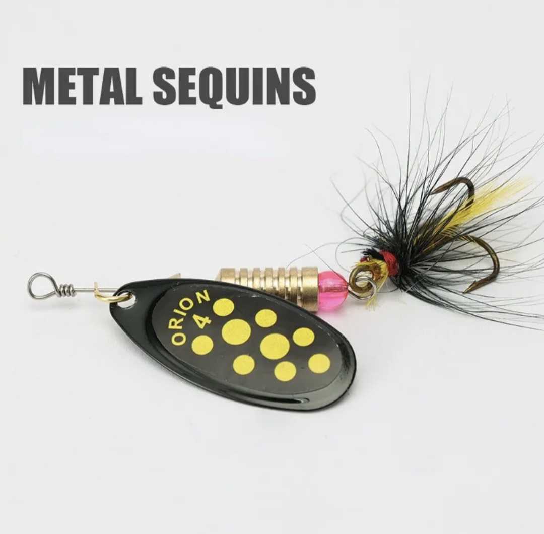 Black n Yellow Holographic Feather Tailed Spinner Size 2 - www.nafni.com