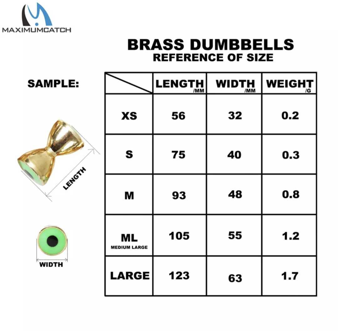 Brass Dumbells for Fly Tying with Beady Predator Luring Eyes - %www.nafni.com%
