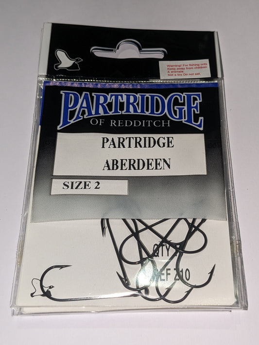 10x Size 2 Partridge of Redditch Black Aberdeen hooks. - www.nafni.com