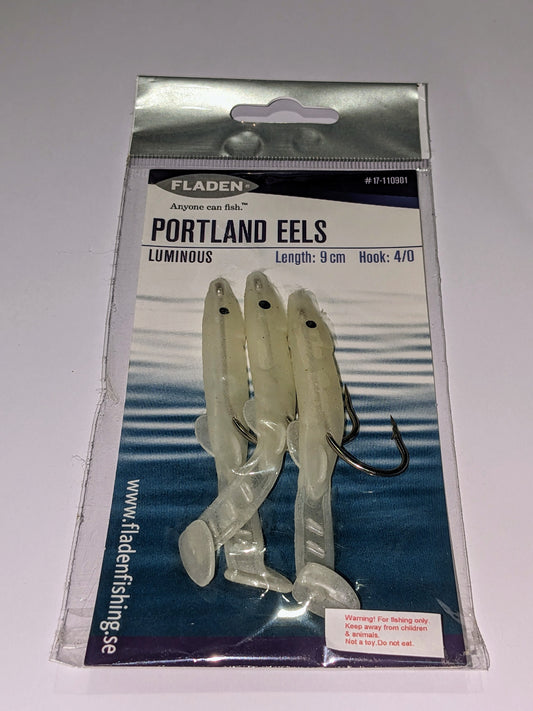 1 x Pack of 3 Fladen Portland Pearl White Ready to fish Eels with 4/0 Hooks - www.nafni.com