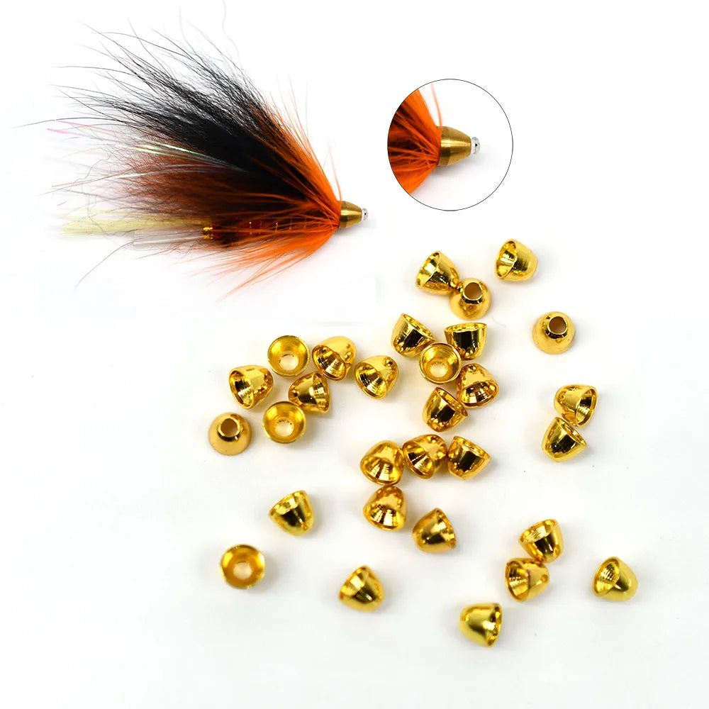 Brass Salmon Tube Fly XS Coneheads for Fly Tying Golden Silver 24pcs - North Atlantic Fishing Northern Ireland
