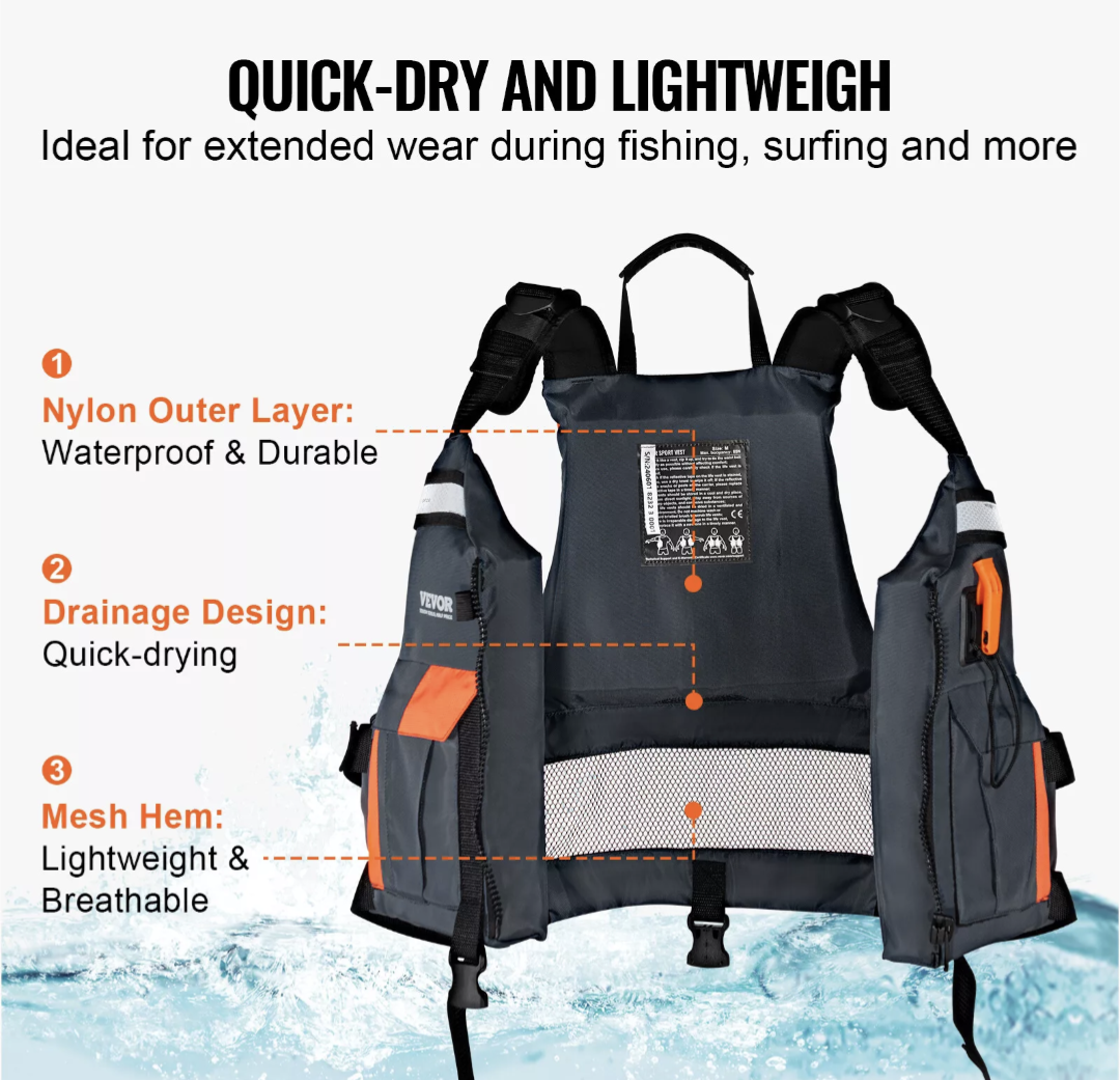 Watersports Life Vest PFD 85N Buoyancy - www.nafni.com