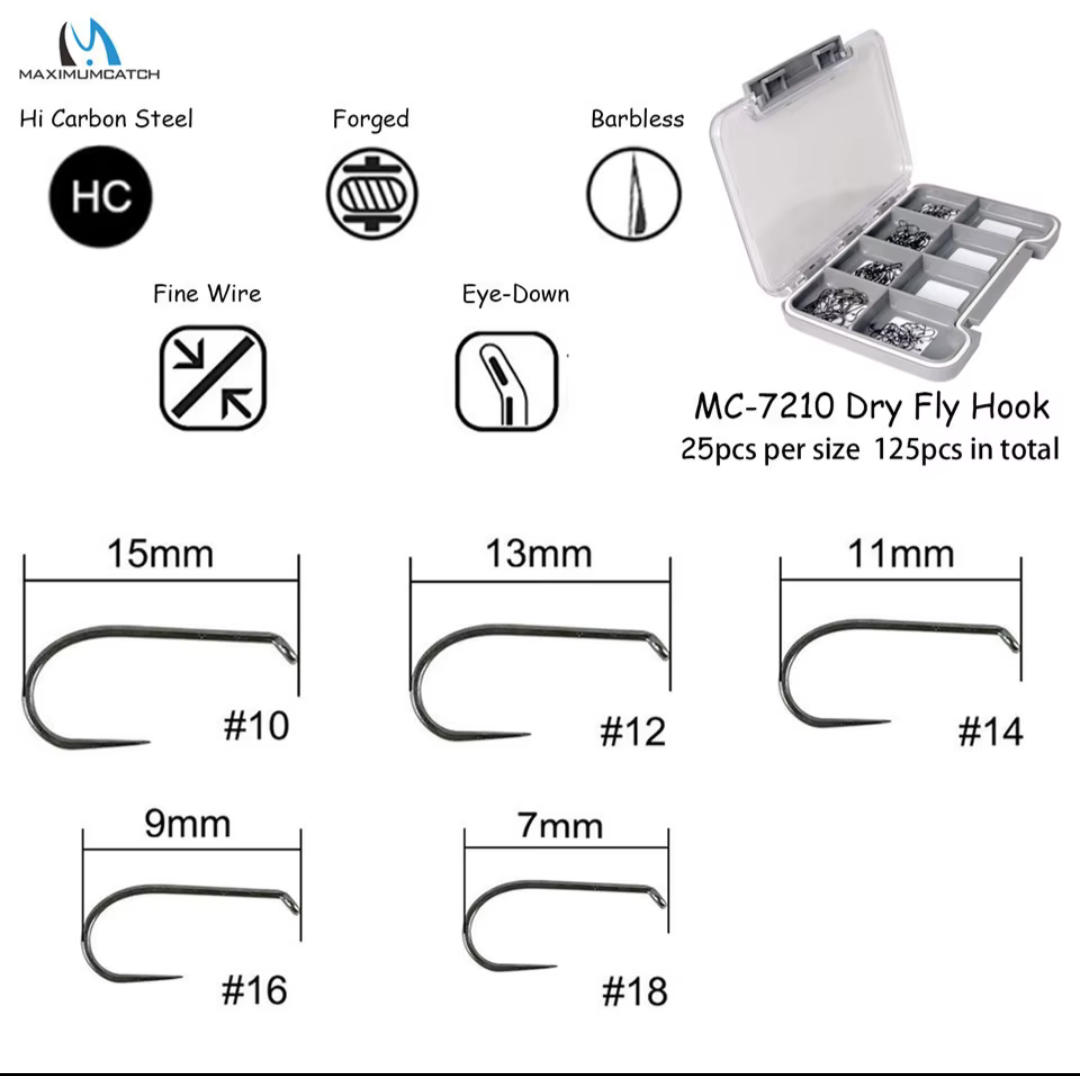 Barbless Dry Fly Fishing Hooks 125pcs  northatlanticfishing.com