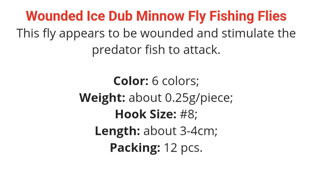 Wonded Minnow Fly Set Ice Dub Polar Frynafni.com