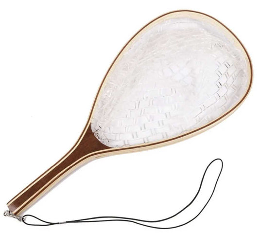 Wooden Handle Trout Scoop Clear Rubber Net North Atlantic Fishing Ni